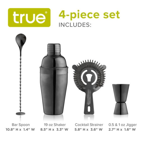 Nella 4-Piece Gunmetal Black Barware Set - 8175