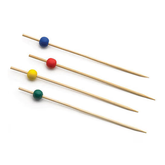 Tablecraft BAMBA35 3.5" Bamboo Pick with Assorted Ball, 100/Pack