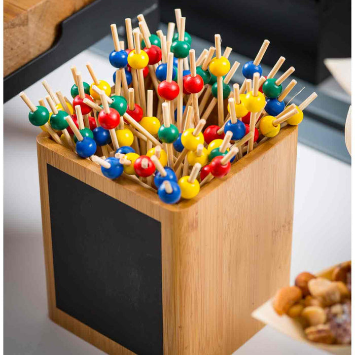 Tablecraft BAMBA35 3.5" Bamboo Pick with Assorted Ball - 100/Pack