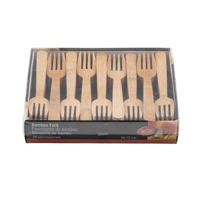 TableCraft BAMDF475 4.75" Bamboo Disposable Fork - 100/Pack