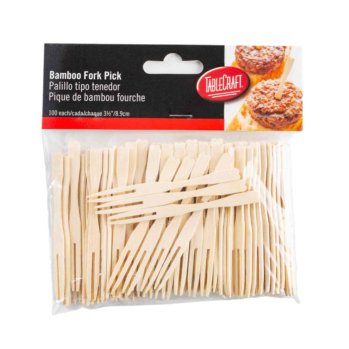 TableCraft BAMF35 3.5" Bamboo Fork Pick - 100/Pack