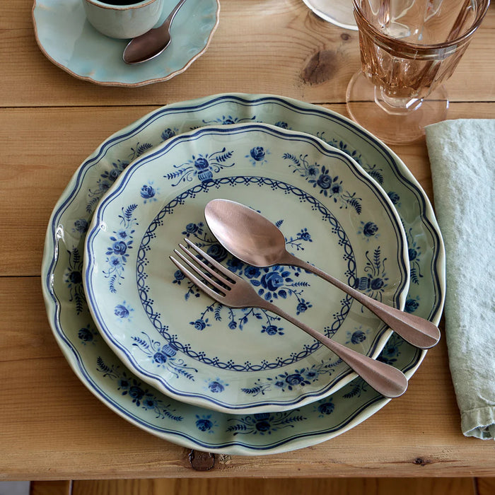 Costa Nova 10.6" Vila Olive-Blue Round Stoneware Dinner Plate - TP273-OBL