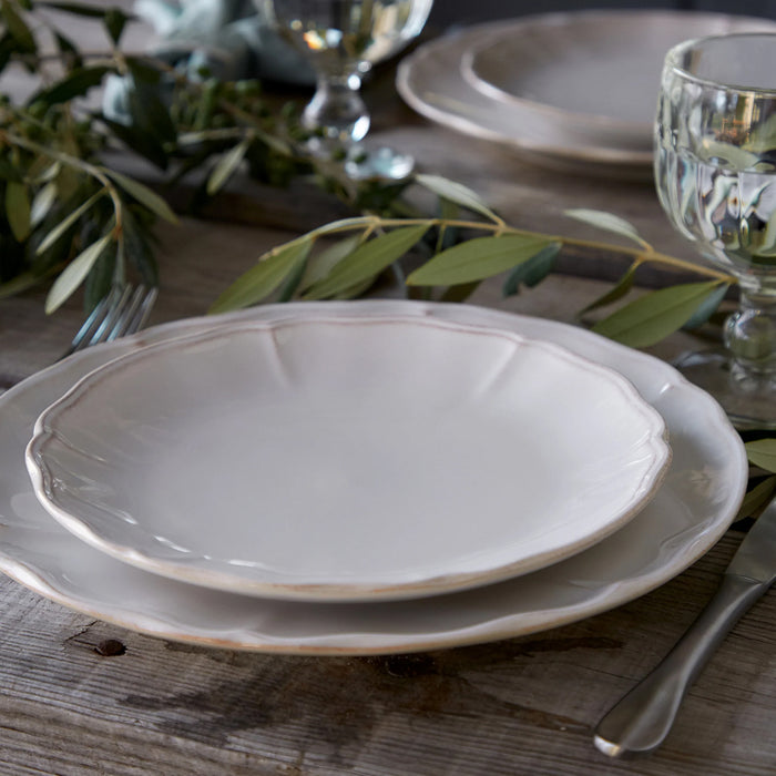Costa Nova 8.5" Alentejo White Round Stoneware Salad/Dessert Plate - 6/Case - TP213-WHT