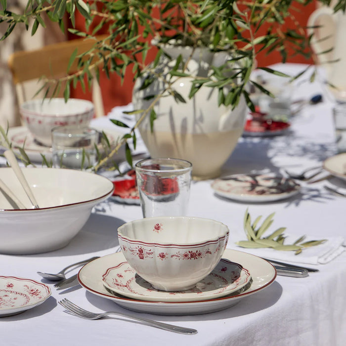 Costa Nova 8.37" Vila White-Red Round Stoneware Salad/Dessert Plate - TP213-WRD
