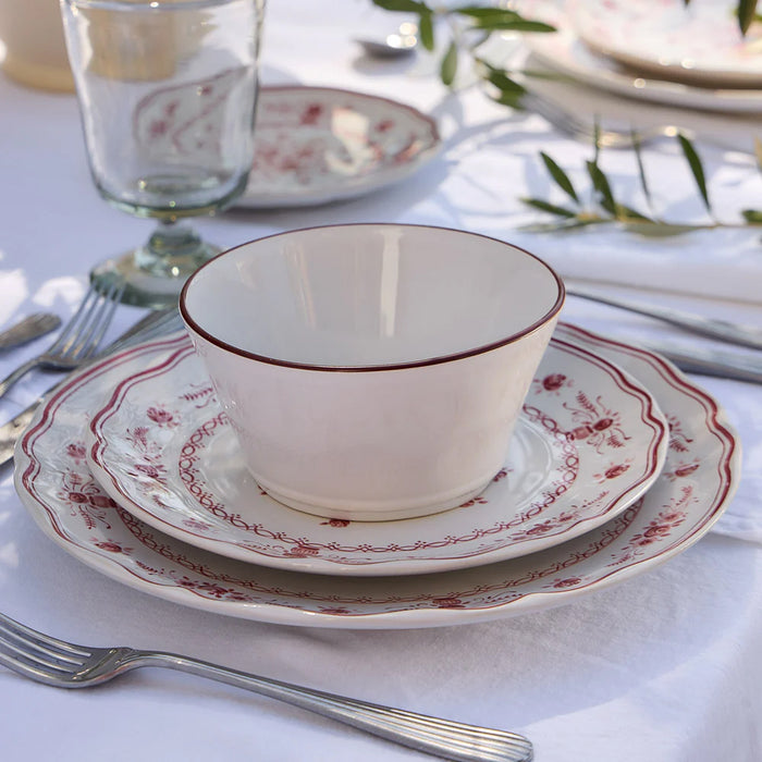 Costa Nova 8.37" Vila White-Red Round Stoneware Salad/Dessert Plate - TP213-WRD