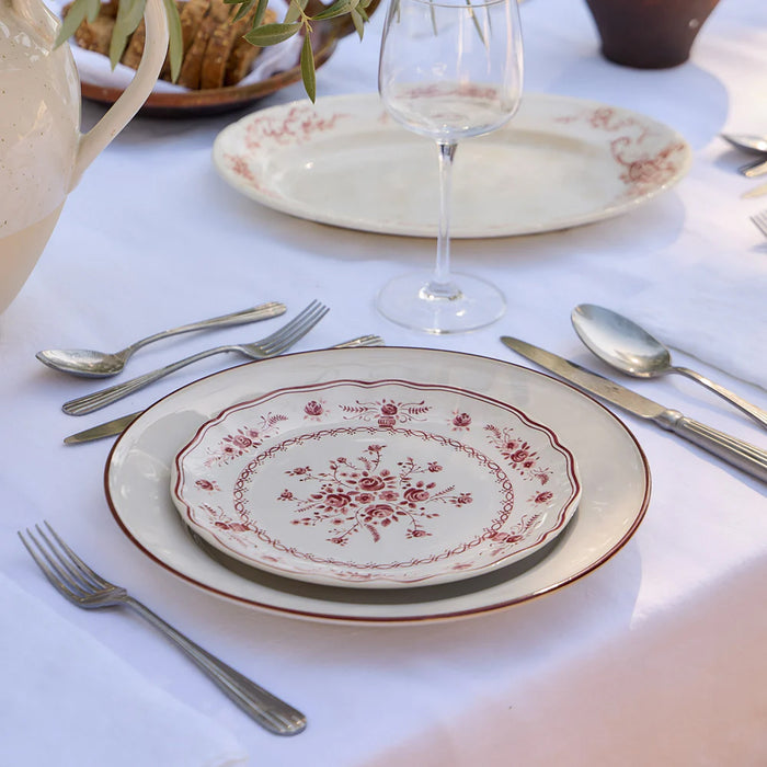 Costa Nova 8.37" Vila White-Red Round Stoneware Salad/Dessert Plate - TP213-WRD