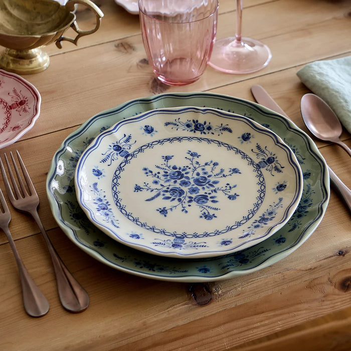 Costa Nova 10.6" Vila Olive-Blue Round Stoneware Dinner Plate - TP273-OBL