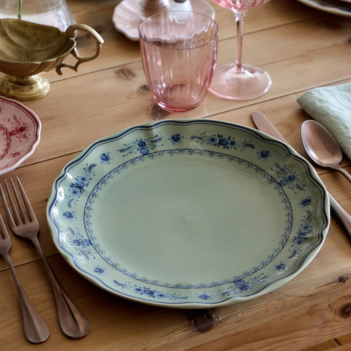 Costa Nova 10.6" Vila Olive-Blue Round Stoneware Dinner Plate - TP273-OBL