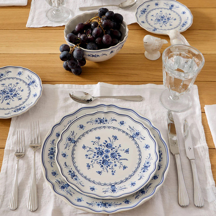 Costa Nova 10.6" Vila White-Blue Round Stoneware Dinner Plate - TP273-WBL