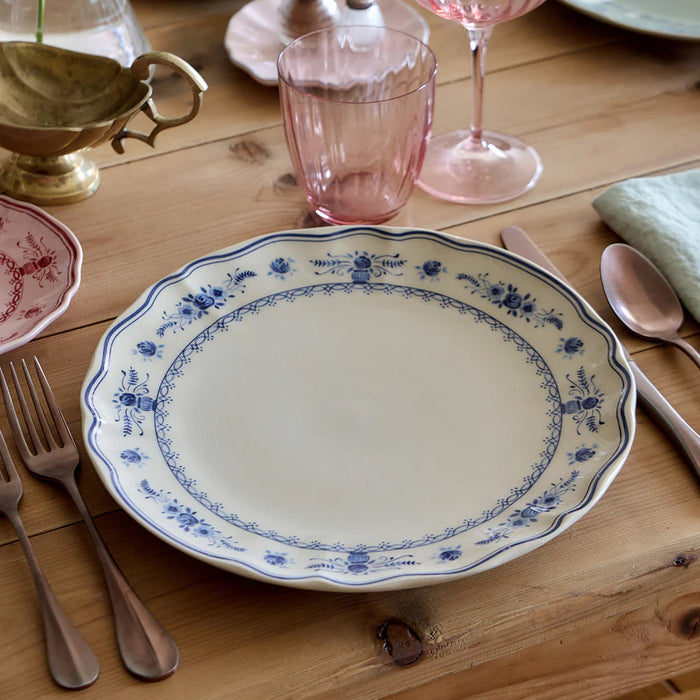 Costa Nova 10.6" Vila White-Blue Round Stoneware Dinner Plate - TP273-WBL