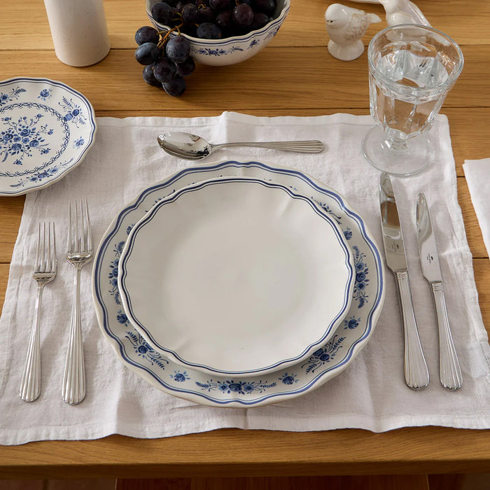 Costa Nova 10.6" Vila White-Blue Round Stoneware Dinner Plate - TP273-WBL