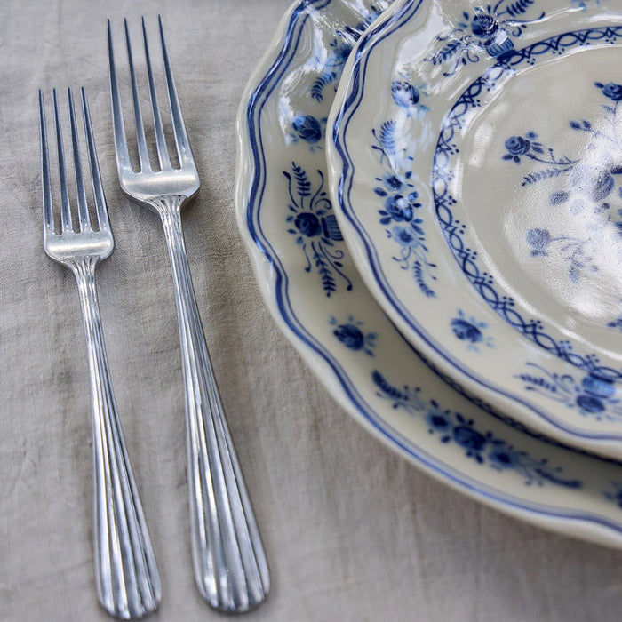 Costa Nova 10.6" Vila White-Blue Round Stoneware Dinner Plate - TP273-WBL