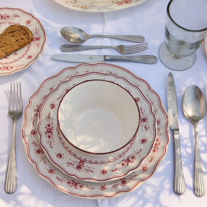 Costa Nova 10.6" Vila White-Red Round Stoneware Dinner Plate - TP273-WRD