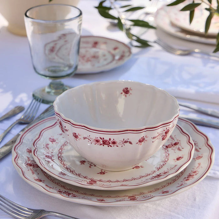 Costa Nova 10.6" Vila White-Red Round Stoneware Dinner Plate - TP273-WRD