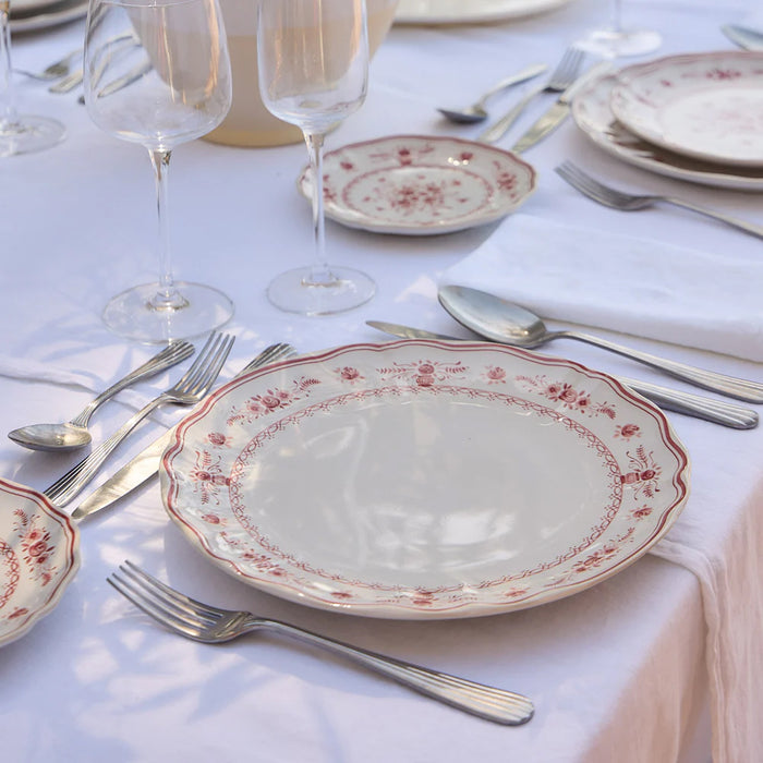 Costa Nova 10.6" Vila White-Red Round Stoneware Dinner Plate - TP273-WRD