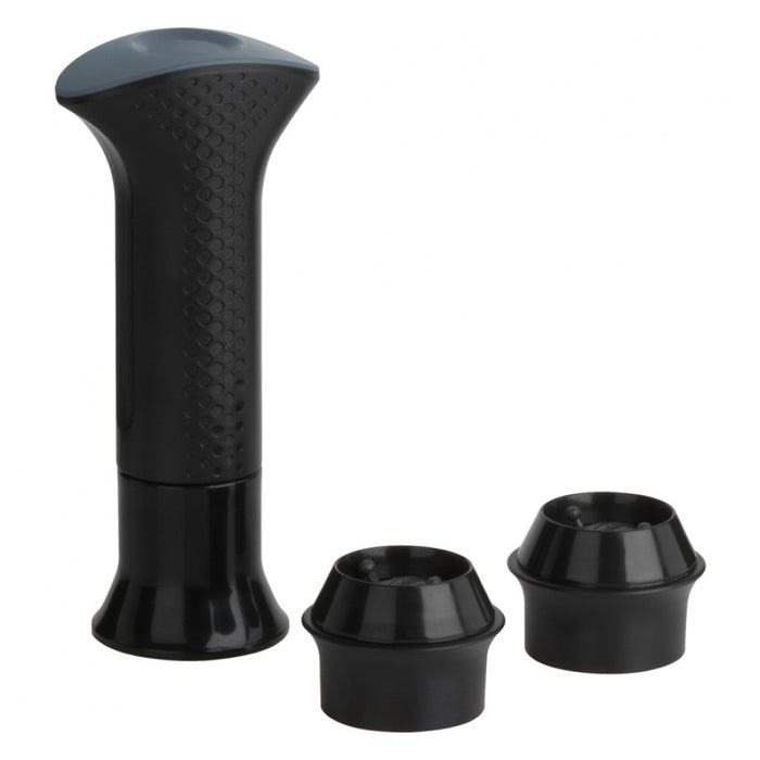 Trudeau 0579009 Wine Preserving Pump with 2 Stoppers Set - Black