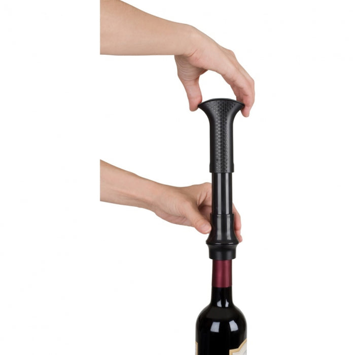 Trudeau 0579009 Wine Preserving Pump with 2 Stoppers Set - Black