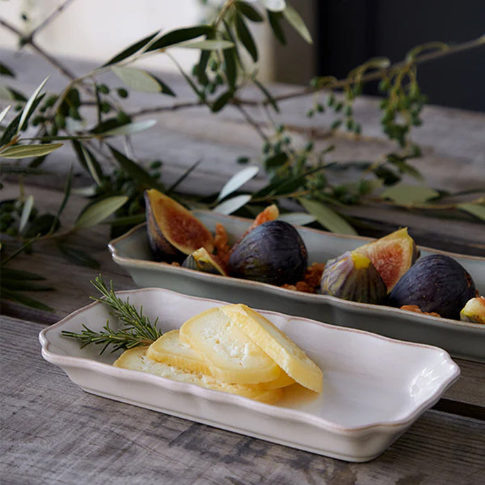 Costa Nova 8.25" x 4" Alentejo Small Rectangular White Stoneware Tray - TR211-WHT