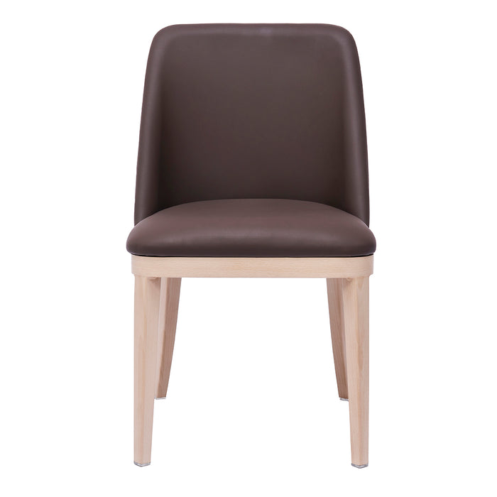 Nella Trevor Brown Metal Dining Chair with White Oak Wood Grain