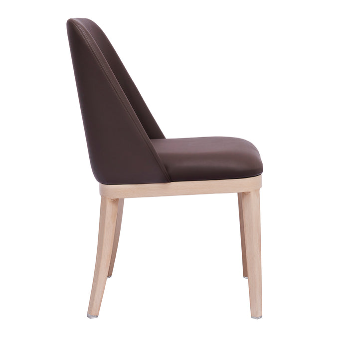 Nella Trevor Brown Metal Dining Chair with White Oak Wood Grain