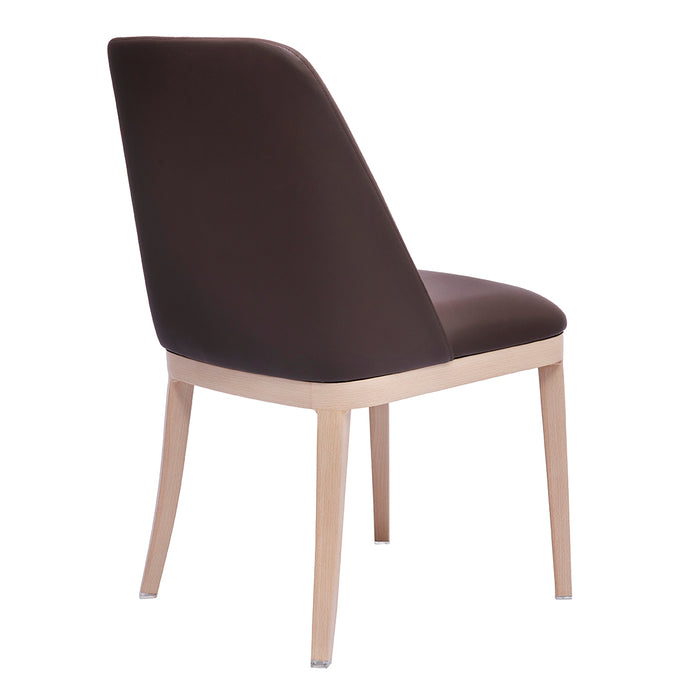 Nella Trevor Brown Metal Dining Chair with White Oak Wood Grain
