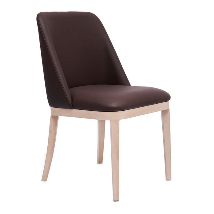 Nella Trevor Brown Metal Dining Chair with White Oak Wood Grain