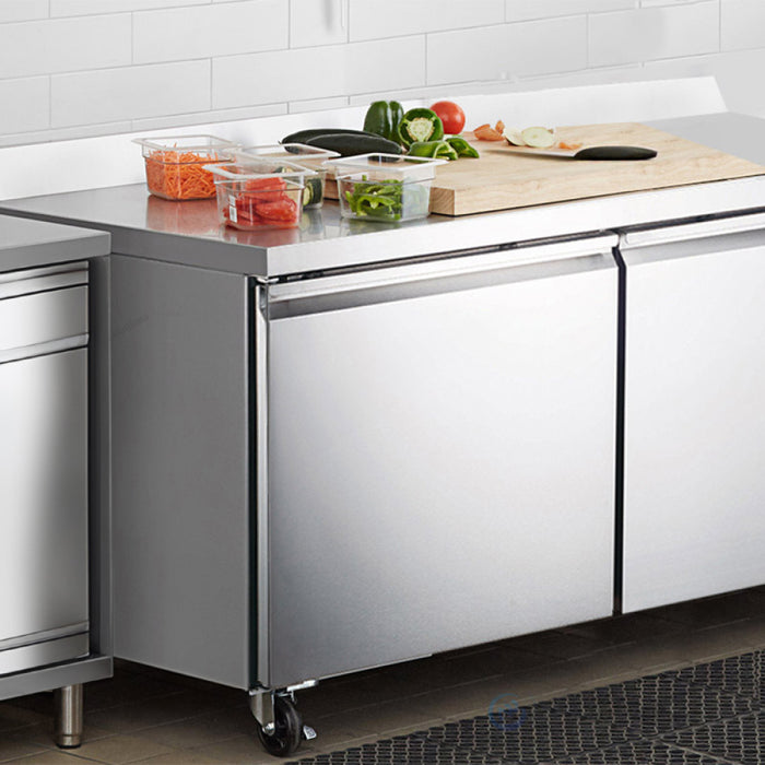 Econocold 48" 2-Door Stainless Steel Worktop Refrigerator - 12 Cu. Ft. - UWT-48R-HC