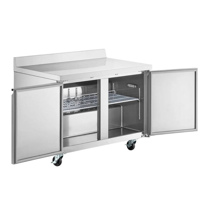 Econocold 48" 2-Door Stainless Steel Worktop Refrigerator - 12 Cu. Ft. - UWT-48R-HC