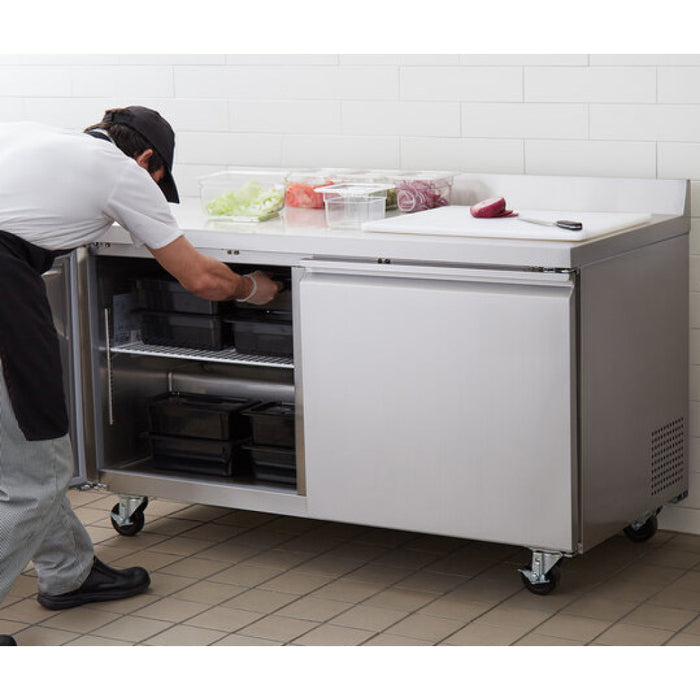 Econocold 60" 2-Door Stainless Steel Worktop Freezer - 15 Cu. Ft. - UWT-60F-HC
