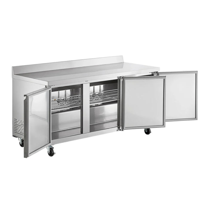 Econocold 72" 3-Door Stainless Steel Worktop Refrigerator - 15.5 Cu. Ft. - UWT-72R-HC