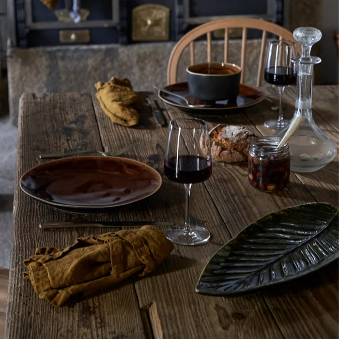 Costa Nova 15.62" x 6.75" Riviera Forest Green Stoneware Leaf Serving Plate - VEA401-FRT