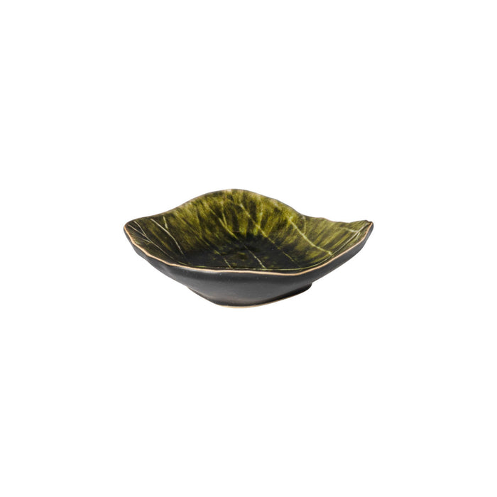 Costa Nova 4.37" x 4" Riviera Forest Green Dip Dish Leaf - 6/Case - VEP111-FRT
