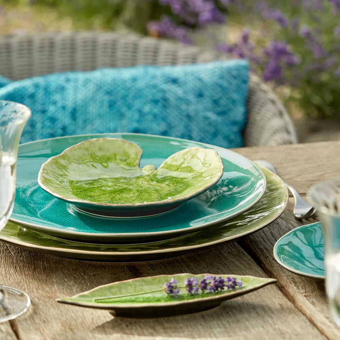 Costa Nova 6.87" x 6.75" Riviera Tomate Green Stoneware Alchemilla Leaf Plate - 6/Case - VEP181-TMT