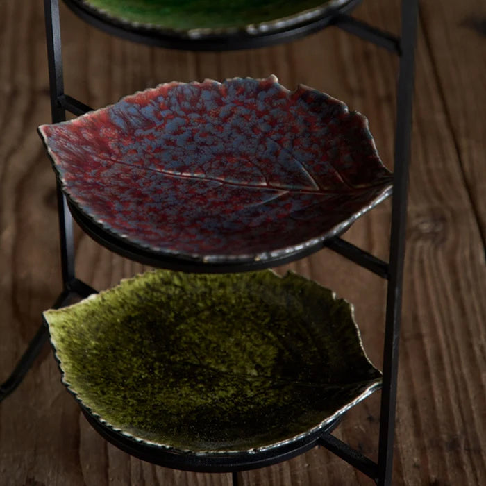 Costa Nova 8.62" x 7.50" Riviera Forest Green Stoneware Leaf Serving Plate - 6/Case - VEP221-FRT