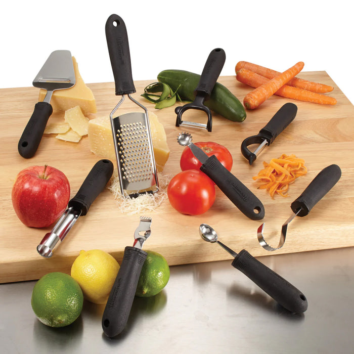 Winco VP-304 7.5" Straight Peeler with Serrated Edge and Soft Grip Handle