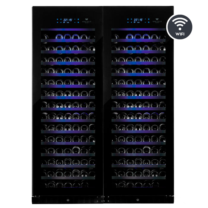 Wine Cell'R WC194FGB7-2 52" Black Dual Zone Temperature Wine Cooler - 388 Bottles