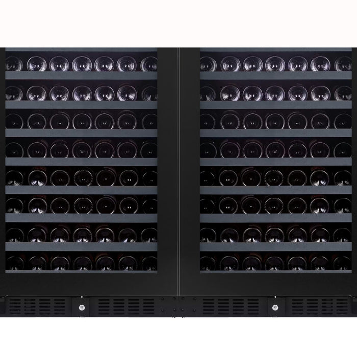 Wine Cell'R WC194FGB7-2 52" Black Dual Zone Temperature Wine Cooler - 388 Bottles