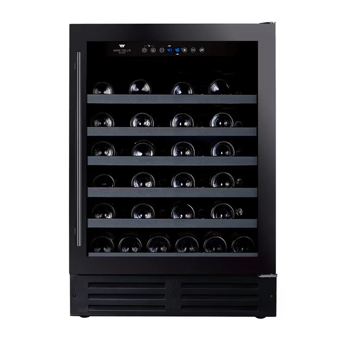 Wine Cell'R WC46FGSZ7 23.5" Black Single Zone Temperature Wine Cabinet - 46 Bottles