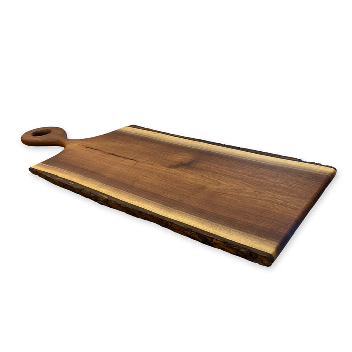 Nella 10" x 42" Large Handcrafted Walnut Charcuterie Board with Handle & Bark
