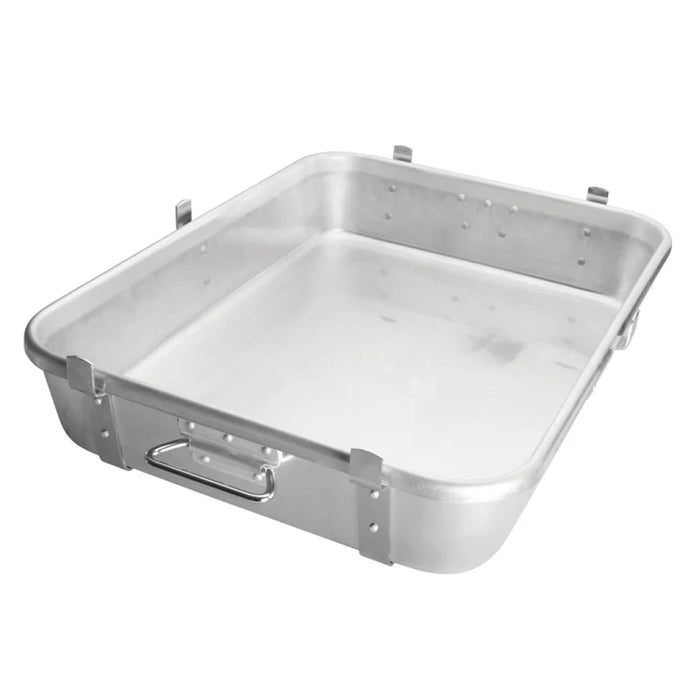 Winco ALRP-1824L Aluminum Double Roasting Pan with Straps, Lugs & Handles - 26.5" x 18.6" x 5.6"
