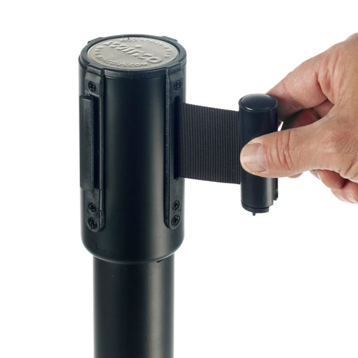 Winco CGS-38K Black Stanchion Post with Retractable Belt