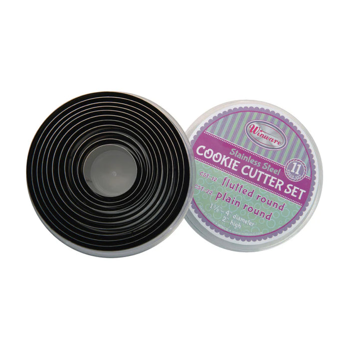 Winco CST-22 Stainless Steel Round Cookie Cutter Set