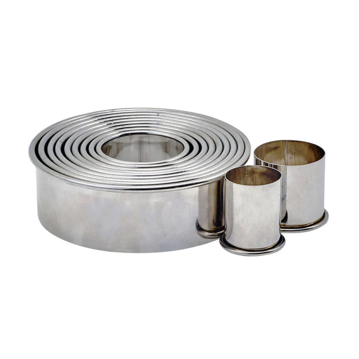 Winco CST-2 Stainless Steel Round Cookie Cutter Set