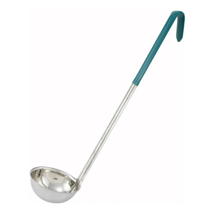 Winco LDC-4 4 Oz. One-Piece Stainless Steel Ladle with Color-Coded Handle - Green