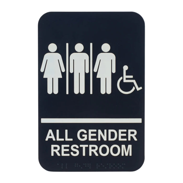 Winco SGN-608 6" x 9" Informational Sign with Braille - All Gender Restroom w/ Accessible