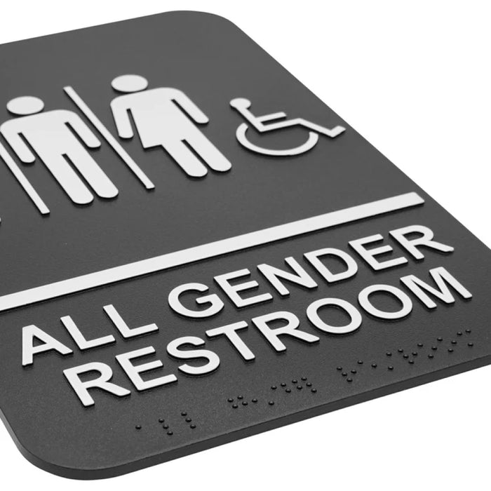 Winco SGN-608 6" x 9" Informational Sign with Braille - All Gender Restroom w/ Accessible