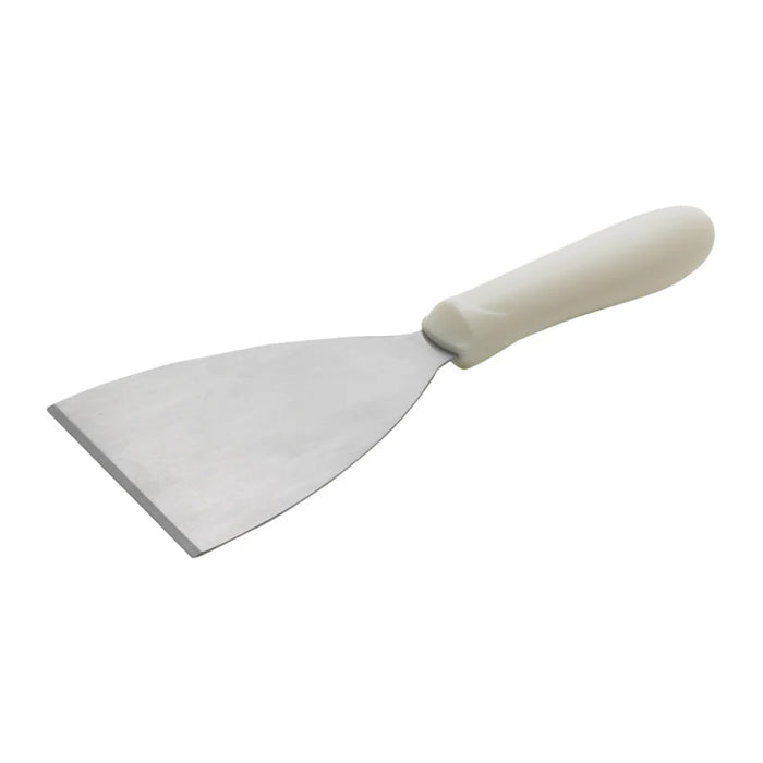 Winco TWP-40 5" x 4" Stainless Steel Scraper with White Polypropylene Handle
