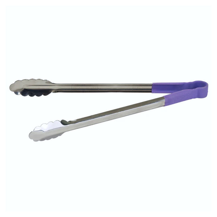 Winco UTPH-16P 16" Heavy-Duty, Allergen-Free Utility Tongs with Polypropylene Handle - Purple