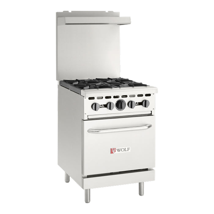 Wolf WX24-4BN 24" Commercial Natural Gas Range with 4-Burners and Standard Oven - 142,000 BTU