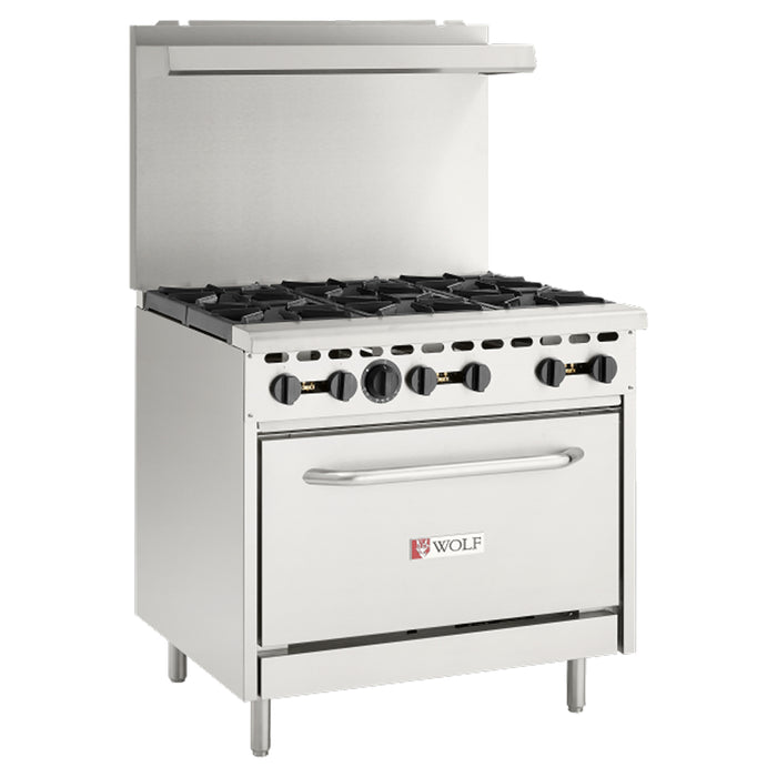 Wolf WX36-6BN 36" Commercial Natural Gas Range with 6-Burners and Standard Oven - 198,000 BTU